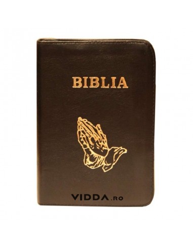 Biblia - Format mic - Maro inchis - In piele cu fermoar
