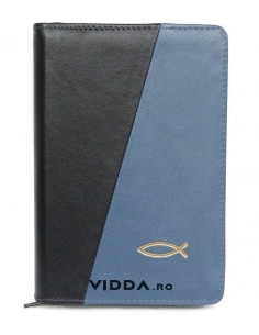 Biblia - Format mediu - Albastra neagra - In piele cu fermoar