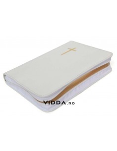 Biblia de lux - Format mediu - Margini aurii - Alba - In piele cu fermoar