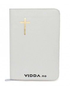 Biblia de lux - Format mediu - Margini aurii - Alba - In piele cu fermoar 2
