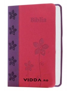 Biblia de buzunar - Roz mov - Piele ecologica - Biblia mica cu caractere mari