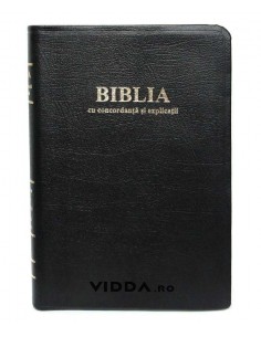 Biblia cu concordanta si explicatii - Margini aurii - Index de cautare - Piele - Neagra