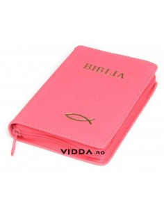 Biblia - Format mic - Roz - In piele cu fermoar - Peste auriu