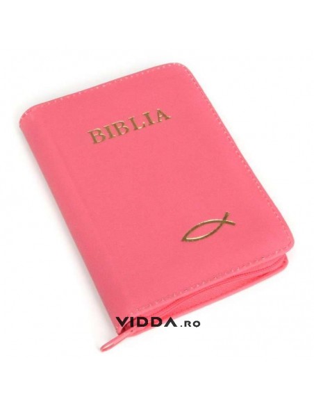 Biblia - Format mic - Roz - In piele cu fermoar - Peste auriu 3