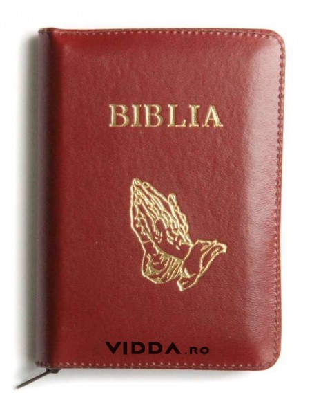 Biblia - Format mic - Maro - In piele cu fermoar - Maini in rugaciune 1