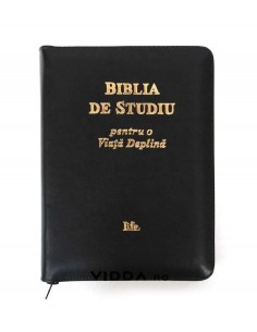 Biblia de studiu pentru o viata deplina cu explicatii - Margini aurii - Index de cautare - In piele cu fermoar - Neagra 2 2
