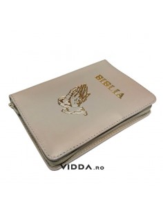 Biblia - Format mediu - Maro deschis - In piele cu fermoar - Maini in rugaciune